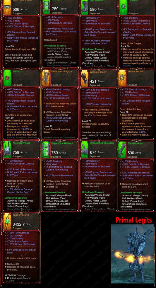 [Primal Ancient] Fake Legit Unhallow Demon Hunter Diablo 3 Mods ROS Seasonal and Non Seasonal Save Mod - Modded Items and Gear - Hacks - Cheats - Trainers for Playstation 4 - Playstation 5 - Nintendo Switch - Xbox One
