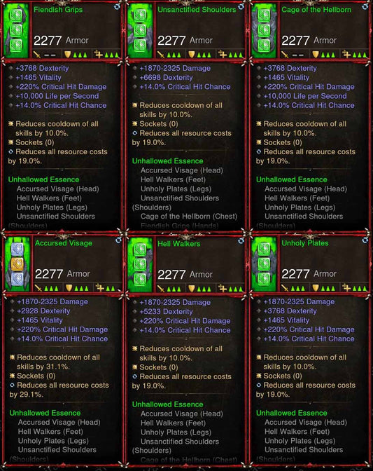 [Primal Ancient] 6x Unhallow Demon Hunter Set Diablo 3 Mods ROS Seasonal and Non Seasonal Save Mod - Modded Items and Gear - Hacks - Cheats - Trainers for Playstation 4 - Playstation 5 - Nintendo Switch - Xbox One