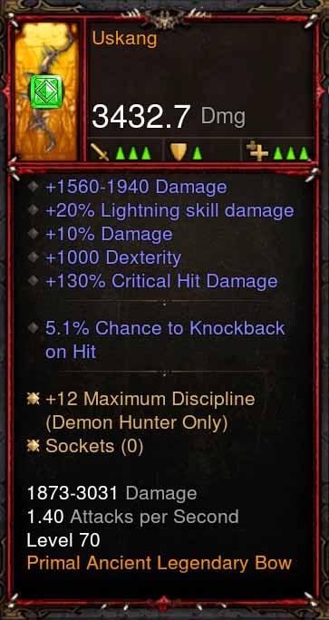 [Primal Ancient] Fake Legit Uskang Bow Diablo 3 Mods ROS Seasonal and Non Seasonal Save Mod - Modded Items and Gear - Hacks - Cheats - Trainers for Playstation 4 - Playstation 5 - Nintendo Switch - Xbox One