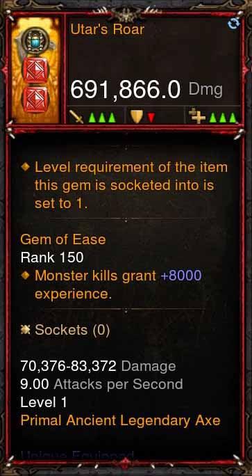 [Primal Ancient] 691k DPS Utar's Roar - Diablo 3 Mods Store - Seasonal and non-seasonal - Modded Items and Gear for PlayStation 4, PlayStation 5, Nintendo Switch, and Xbox One