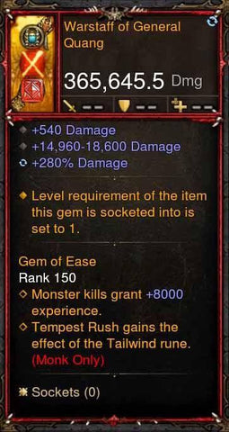 [Primal Ancient] 365k Actual DPS Warstaff of General Quang-Diablo 3 Mods - Playstation 4, Xbox One, Nintendo Switch