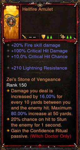 [Primal Ancient] Fake Legit Hellfire Amulet Witch Doctor Confidence Ritual Passive-Diablo 3 Mods - Playstation 4, Xbox One, Nintendo Switch