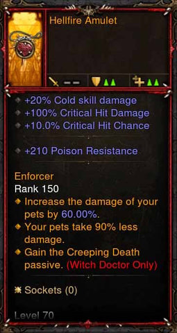 [Primal Ancient] Fake Legit Hellfire Amulet Witch Doctor Creeping Death Passive-Diablo 3 Mods - Playstation 4, Xbox One, Nintendo Switch