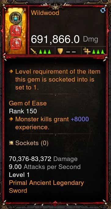 [Primal Ancient] 691k DPS Wildwood - Diablo 3 Mods Store - Seasonal and non-seasonal - Modded Items and Gear for PlayStation 4, PlayStation 5, Nintendo Switch, and Xbox One