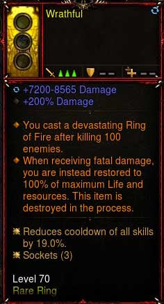 [Primal-Soulshard Infused] Immortality Ring Wrathful (Unsocketed) Diablo 3 Mods ROS Seasonal and Non Seasonal Save Mod - Modded Items and Gear - Hacks - Cheats - Trainers for Playstation 4 - Playstation 5 - Nintendo Switch - Xbox One