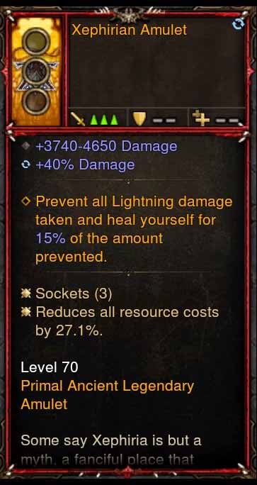 [Primal Ancient] [QUAD DPS] Xephirian Amulet 40% Damage, 3.7l-4.6k Damage, 27.1% RR Diablo 3 Mods ROS Seasonal and Non Seasonal Save Mod - Modded Items and Gear - Hacks - Cheats - Trainers for Playstation 4 - Playstation 5 - Nintendo Switch - Xbox One